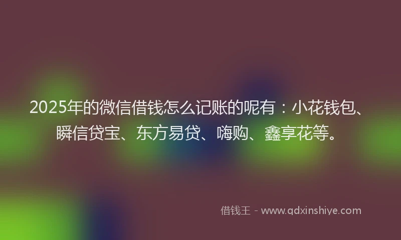 2025年的微信借钱怎么记账的呢有：小花钱包、瞬信贷宝、东方易贷、嗨购、鑫享花等。