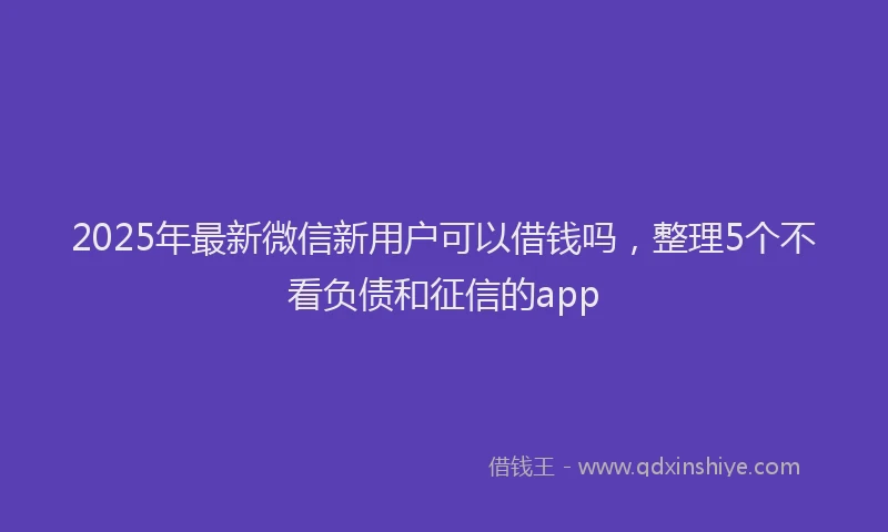 2025年最新微信新用户可以借钱吗，整理5个不看负债和征信的app
