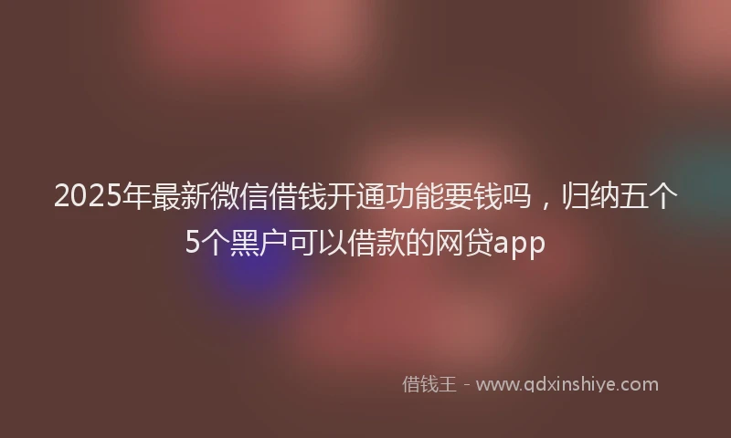 2025年最新微信借钱开通功能要钱吗，归纳五个5个黑户可以借款的网贷app