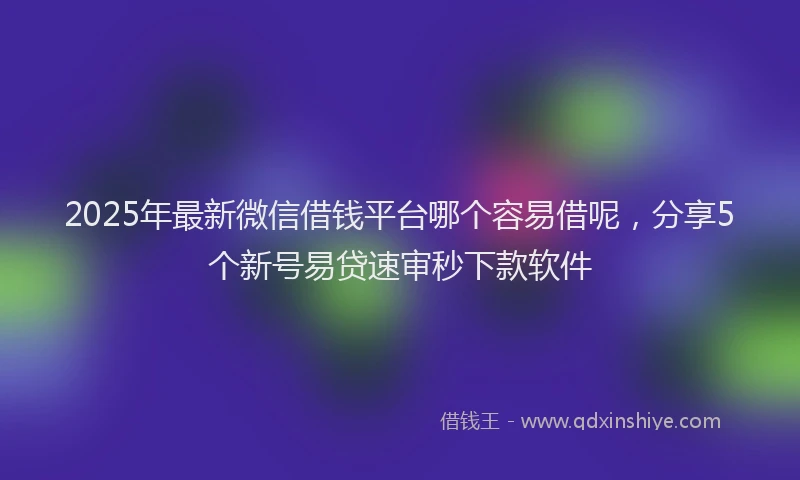 2025年最新微信借钱平台哪个容易借呢，分享5个新号易贷速审秒下款软件