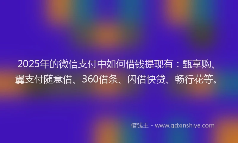 2025年的微信支付中如何借钱提现有：甄享购、翼支付随意借、360借条、闪借快贷、畅行花等。