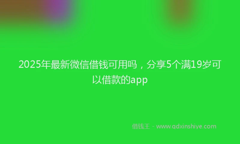 2025年最新微信借钱可用吗，分享5个满19岁可以借款的app