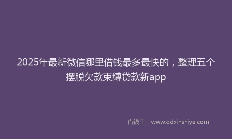 2025年最新微信哪里借钱最多最快的，整理五个摆脱欠款束缚贷款新app