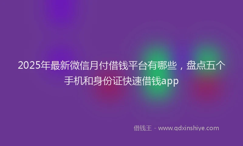 2025年最新微信月付借钱平台有哪些，盘点五个手机和身份证快速借钱app