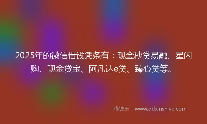 2025年的微信借钱凭条有：现金秒贷易融、星闪购、现金贷宝、阿凡达e贷、臻心贷等。