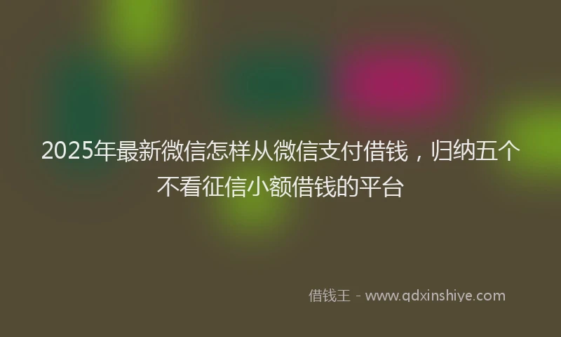 2025年最新微信怎样从微信支付借钱，归纳五个不看征信小额借钱的平台