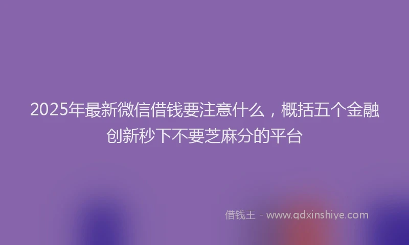 2025年最新微信借钱要注意什么，概括五个金融创新秒下不要芝麻分的平台
