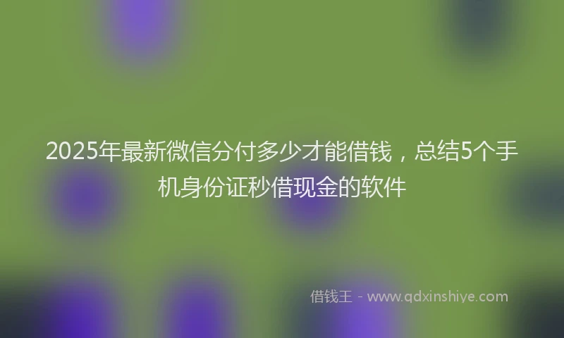 2025年最新微信分付多少才能借钱，总结5个手机身份证秒借现金的软件