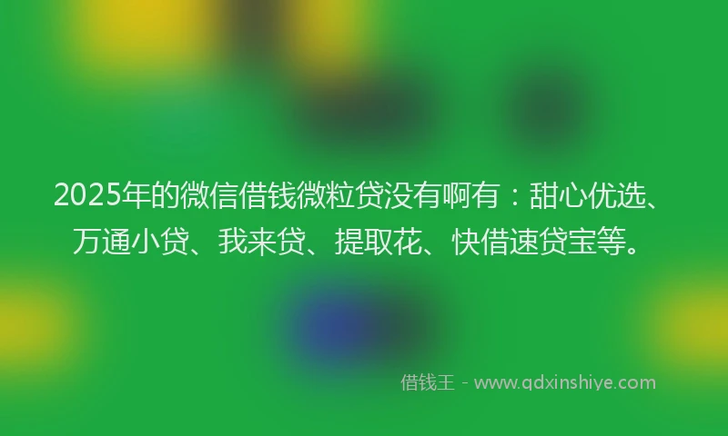 2025年的微信借钱微粒贷没有啊有：甜心优选、万通小贷、我来贷、提取花、快借速贷宝等。