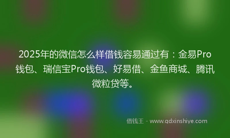 2025年的微信怎么样借钱容易通过有：金易Pro钱包、瑞信宝Pro钱包、好易借、金鱼商城、腾讯微粒贷等。