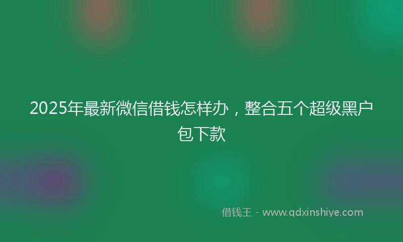 2025年最新微信借钱怎样办，整合五个超级黑户包下款