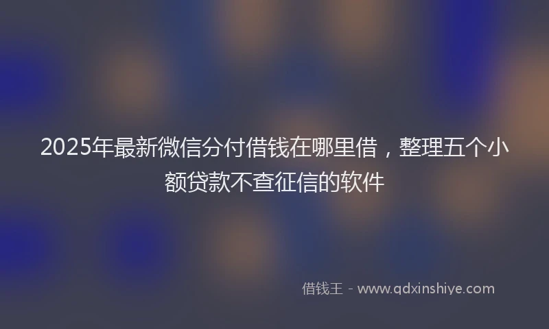 2025年最新微信分付借钱在哪里借，整理五个小额贷款不查征信的软件