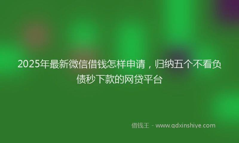 2025年最新微信借钱怎样申请，归纳五个不看负债秒下款的网贷平台