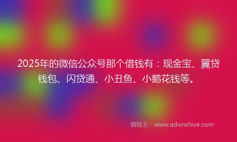 2025年的微信公众号那个借钱有：现金宝、翼贷钱包、闪贷通、小丑鱼、小鹅花钱等。