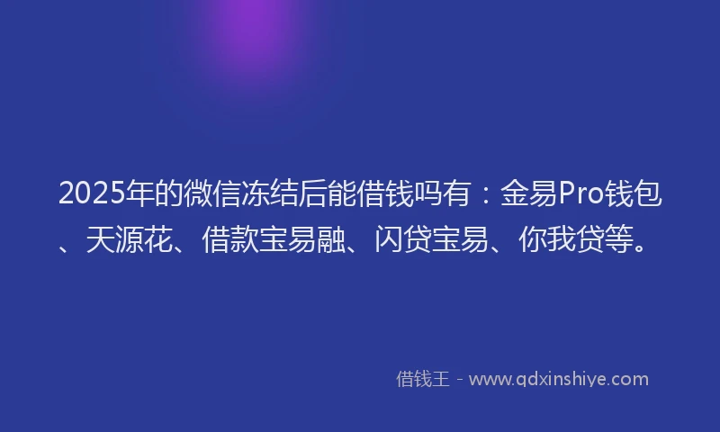 2025年的微信冻结后能借钱吗有：金易Pro钱包、天源花、借款宝易融、闪贷宝易、你我贷等。
