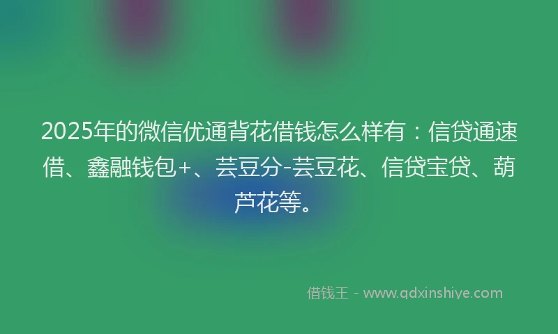 2025年的微信优通背花借钱怎么样有：信贷通速借、鑫融钱包+、芸豆分-芸豆花、信贷宝贷、葫芦花等。
