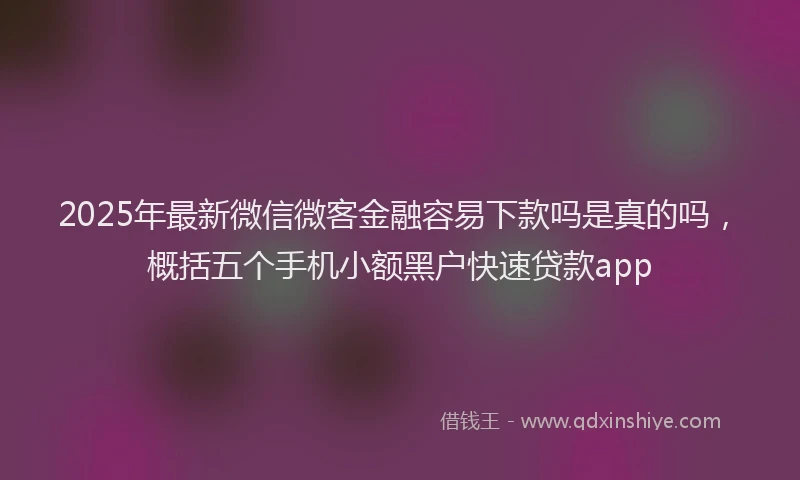 2025年最新微信微客金融容易下款吗是真的吗，概括五个手机小额黑户快速贷款app