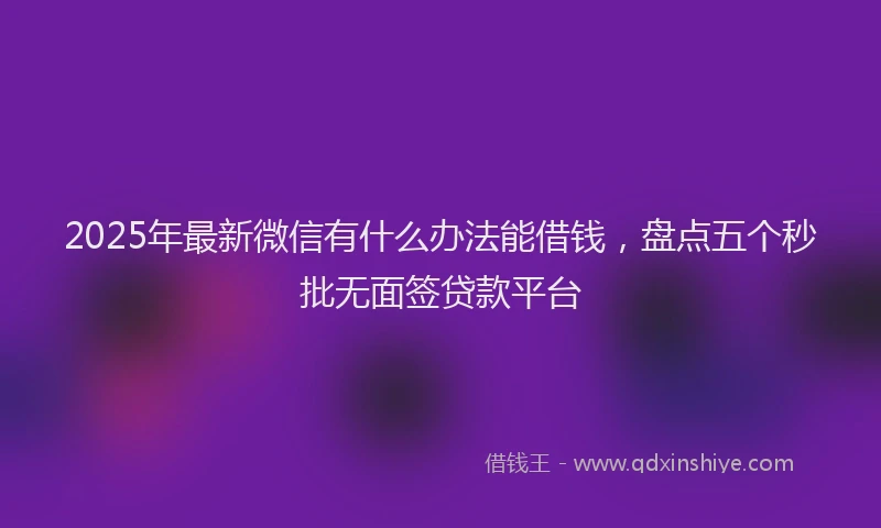 2025年最新微信有什么办法能借钱，盘点五个秒批无面签贷款平台