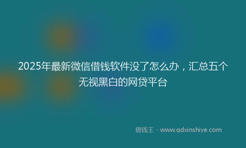 2025年最新微信借钱软件没了怎么办，汇总五个无视黑白的网贷平台