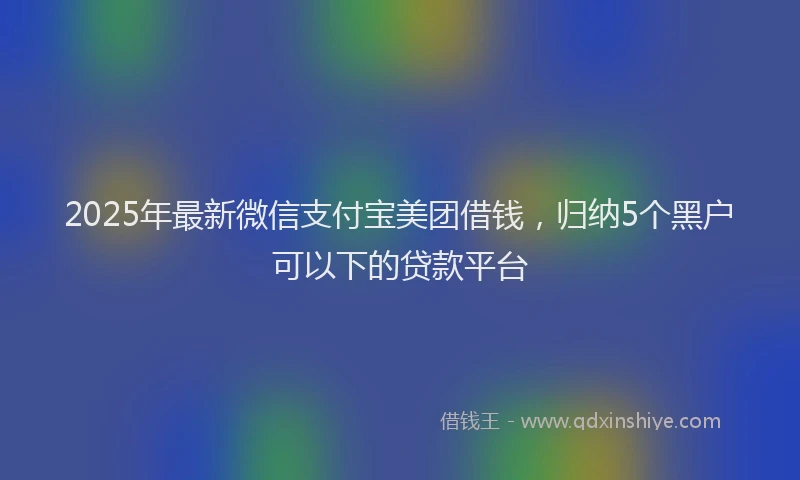 2025年最新微信支付宝美团借钱，归纳5个黑户可以下的贷款平台