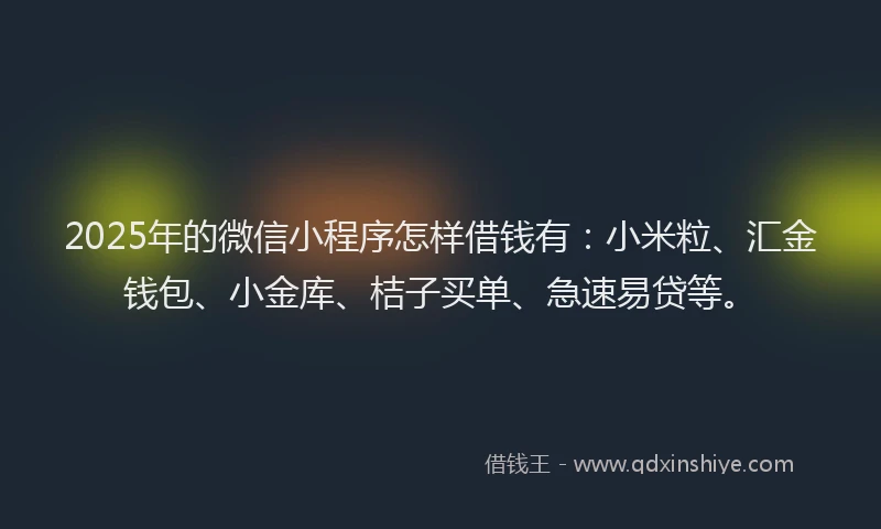 2025年的微信小程序怎样借钱有：小米粒、汇金钱包、小金库、桔子买单、急速易贷等。