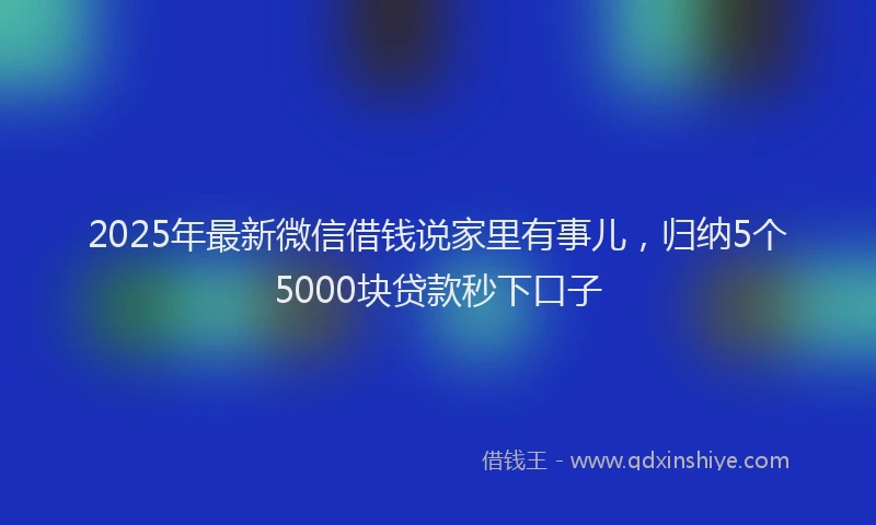 2025年最新微信借钱说家里有事儿，归纳5个5000块贷款秒下口子