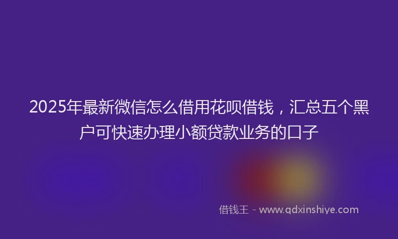 2025年最新微信怎么借用花呗借钱，汇总五个黑户可快速办理小额贷款业务的口子