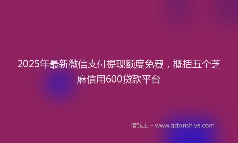 2025年最新微信支付提现额度免费，概括五个芝麻信用600贷款平台