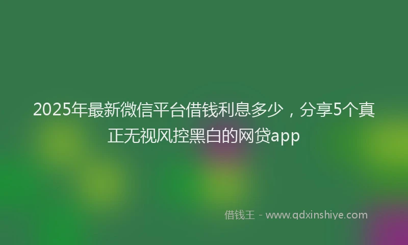 2025年最新微信平台借钱利息多少，分享5个真正无视风控黑白的网贷app