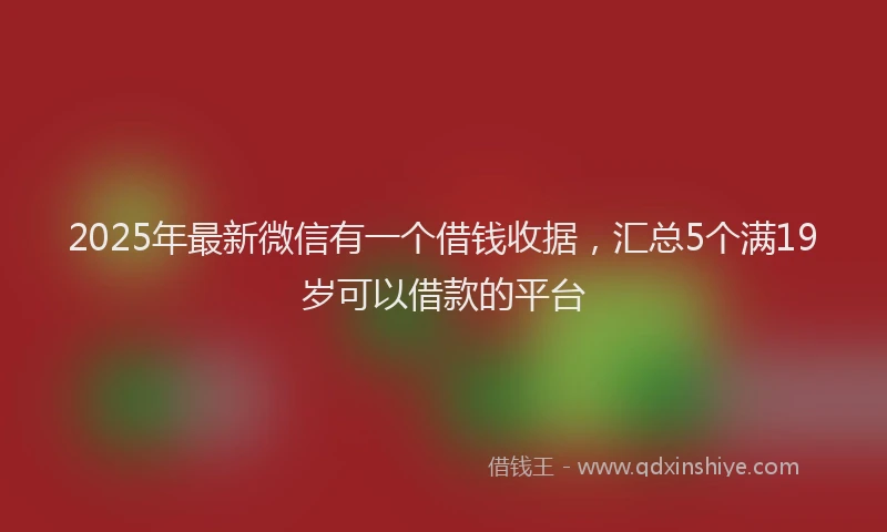 2025年最新微信有一个借钱收据，汇总5个满19岁可以借款的平台