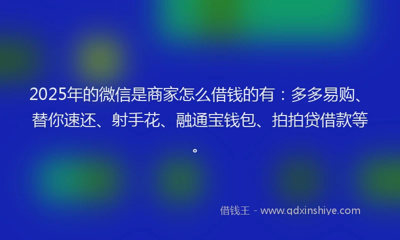 2025年的微信是商家怎么借钱的有：多多易购、替你速还、射手花、融通宝钱包、拍拍贷借款等。