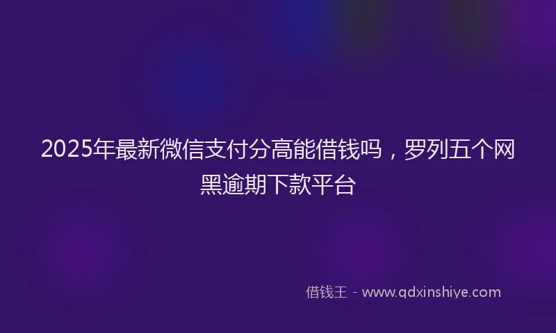 2025年最新微信支付分高能借钱吗，罗列五个网黑逾期下款平台