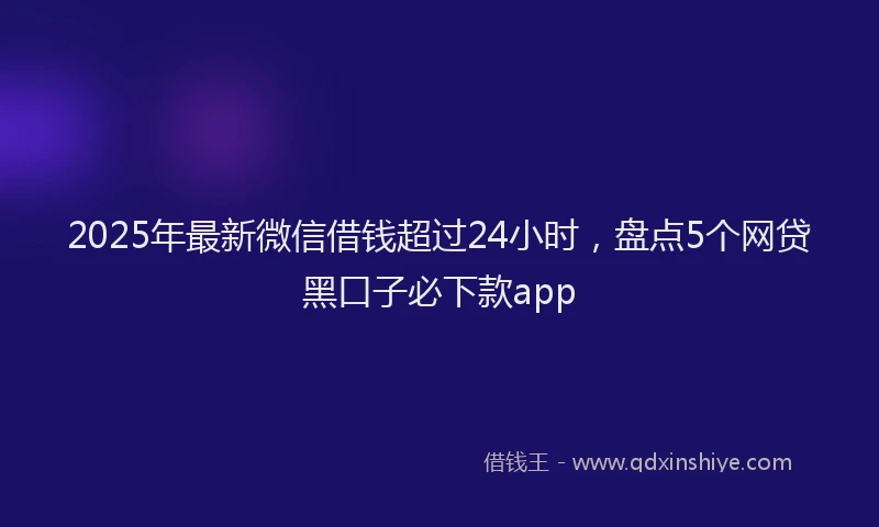 2025年最新微信借钱超过24小时，盘点5个网贷黑口子必下款app