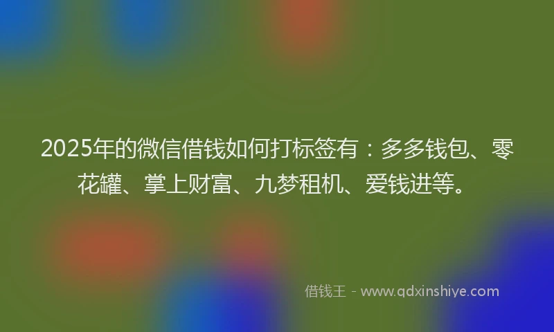 2025年的微信借钱如何打标签有：多多钱包、零花罐、掌上财富、九梦租机、爱钱进等。