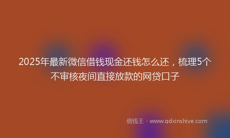 2025年最新微信借钱现金还钱怎么还，梳理5个不审核夜间直接放款的网贷口子