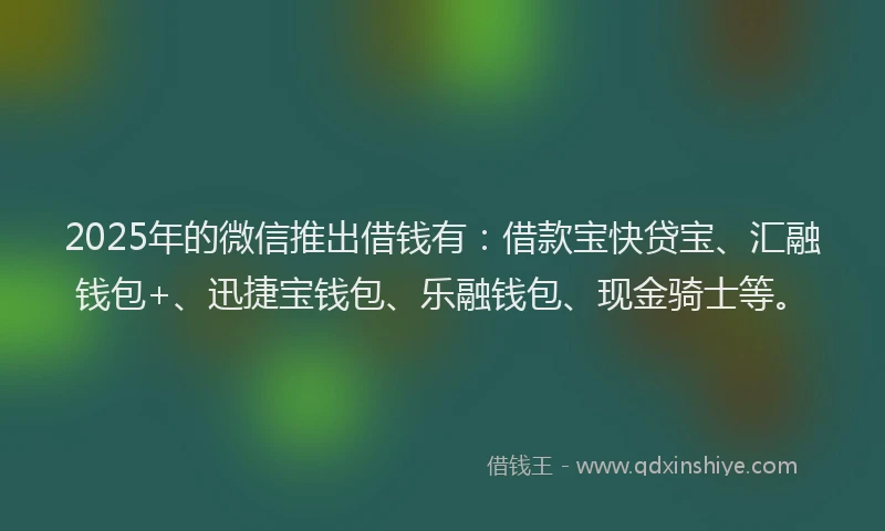 2025年的微信推出借钱有：借款宝快贷宝、汇融钱包+、迅捷宝钱包、乐融钱包、现金骑士等。