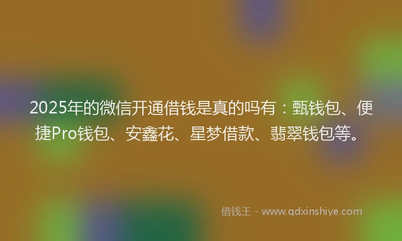 2025年的微信开通借钱是真的吗有：甄钱包、便捷Pro钱包、安鑫花、星梦借款、翡翠钱包等。