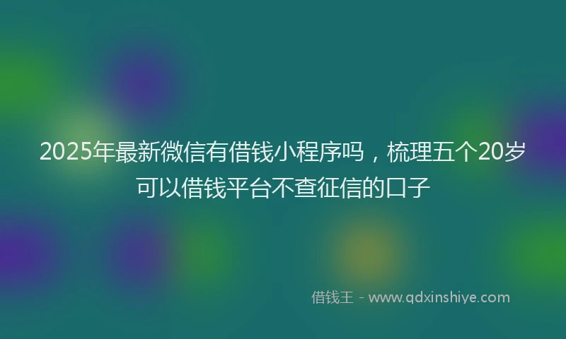 2025年最新微信有借钱小程序吗，梳理五个20岁可以借钱平台不查征信的口子
