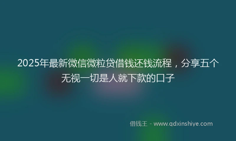 2025年最新微信微粒贷借钱还钱流程，分享五个无视一切是人就下款的口子