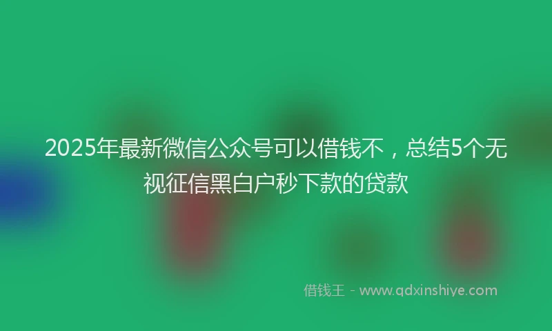 2025年最新微信公众号可以借钱不，总结5个无视征信黑白户秒下款的贷款