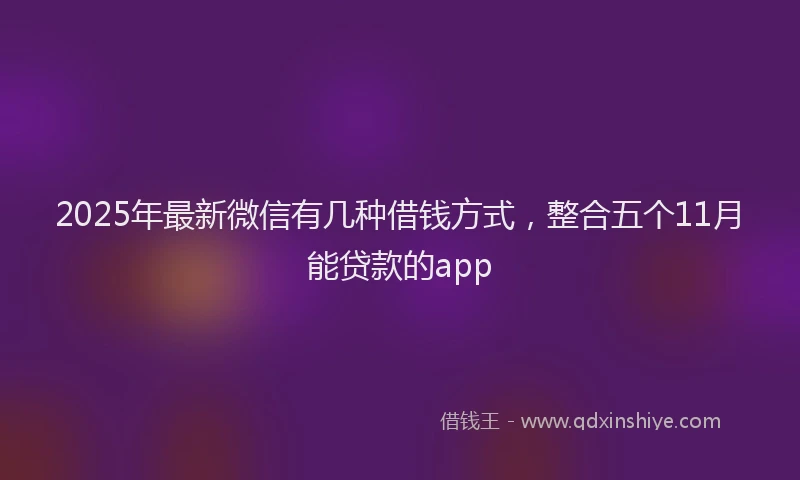 2025年最新微信有几种借钱方式，整合五个11月能贷款的app