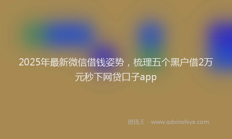 2025年最新微信借钱姿势，梳理五个黑户借2万元秒下网贷口子app