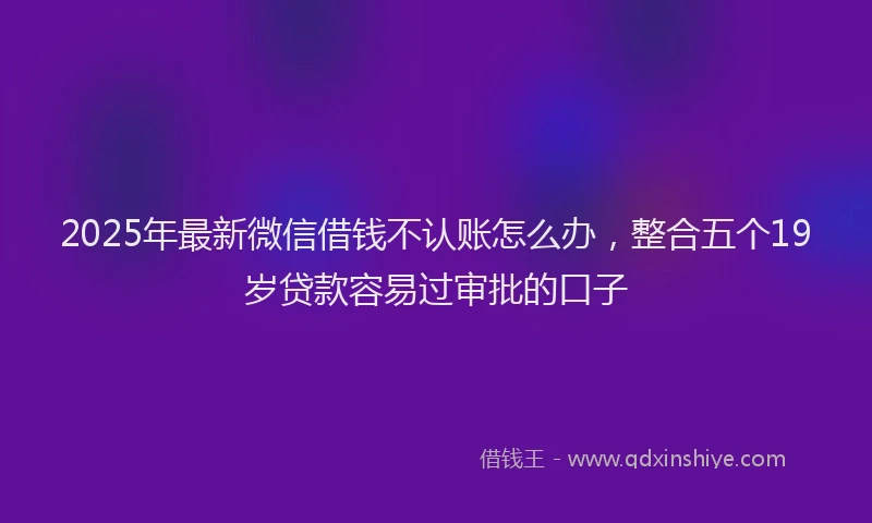 2025年最新微信借钱不认账怎么办，整合五个19岁贷款容易过审批的口子