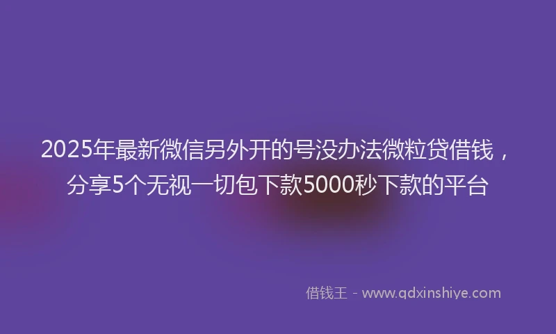 2025年最新微信另外开的号没办法微粒贷借钱，分享5个无视一切包下款5000秒下款的平台