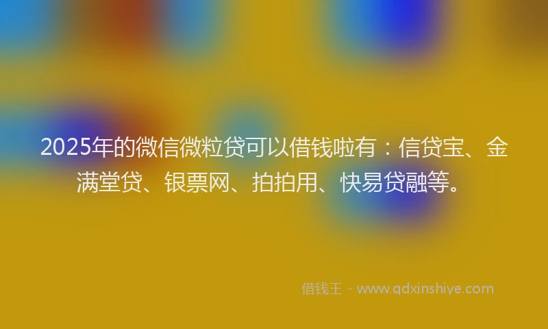 2025年的微信微粒贷可以借钱啦有：信贷宝、金满堂贷、银票网、拍拍用、快易贷融等。