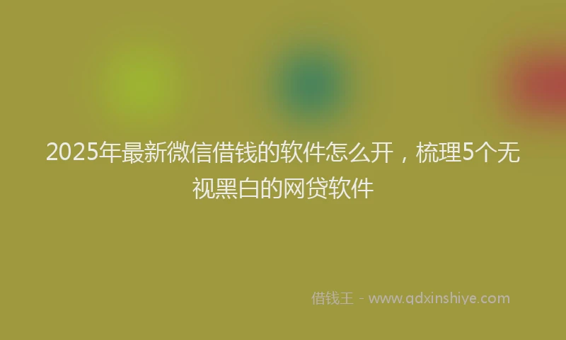 2025年最新微信借钱的软件怎么开，梳理5个无视黑白的网贷软件