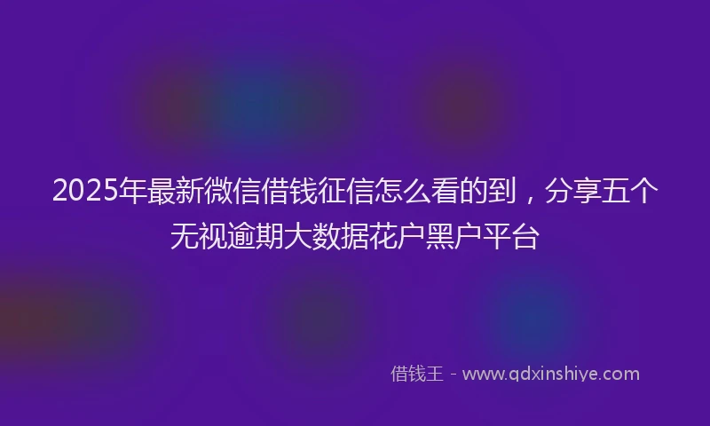 2025年最新微信借钱征信怎么看的到，分享五个无视逾期大数据花户黑户平台