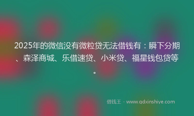 2025年的微信没有微粒贷无法借钱有：瞬下分期、森泽商城、乐借速贷、小米贷、福星钱包贷等。