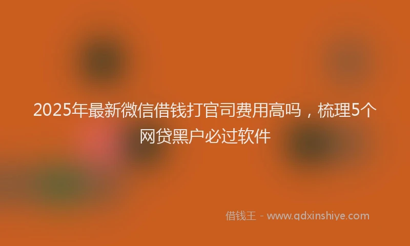 2025年最新微信借钱打官司费用高吗，梳理5个网贷黑户必过软件