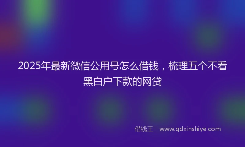 2025年最新微信公用号怎么借钱，梳理五个不看黑白户下款的网贷